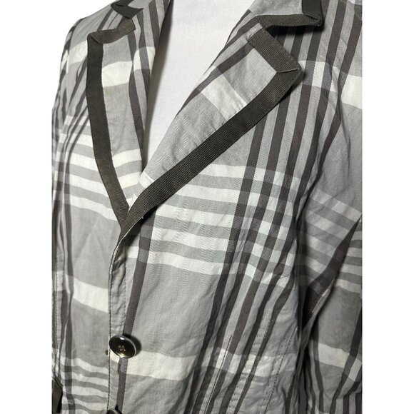 BASLER Gray Taupe Plaid Silk Blend Blazer Jacket Size FR 44 / US 12 - Picture 4 of 9